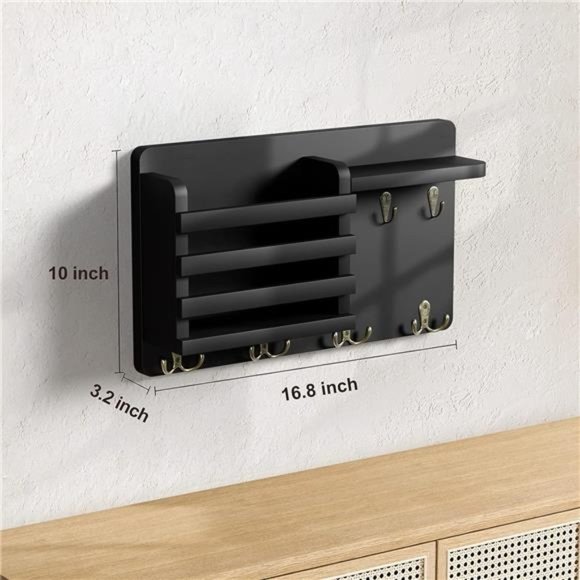Mail Holder for Wall Mail Organizer with Key Hooks Hallway Farmhouse Decor - Picture 7 of 7